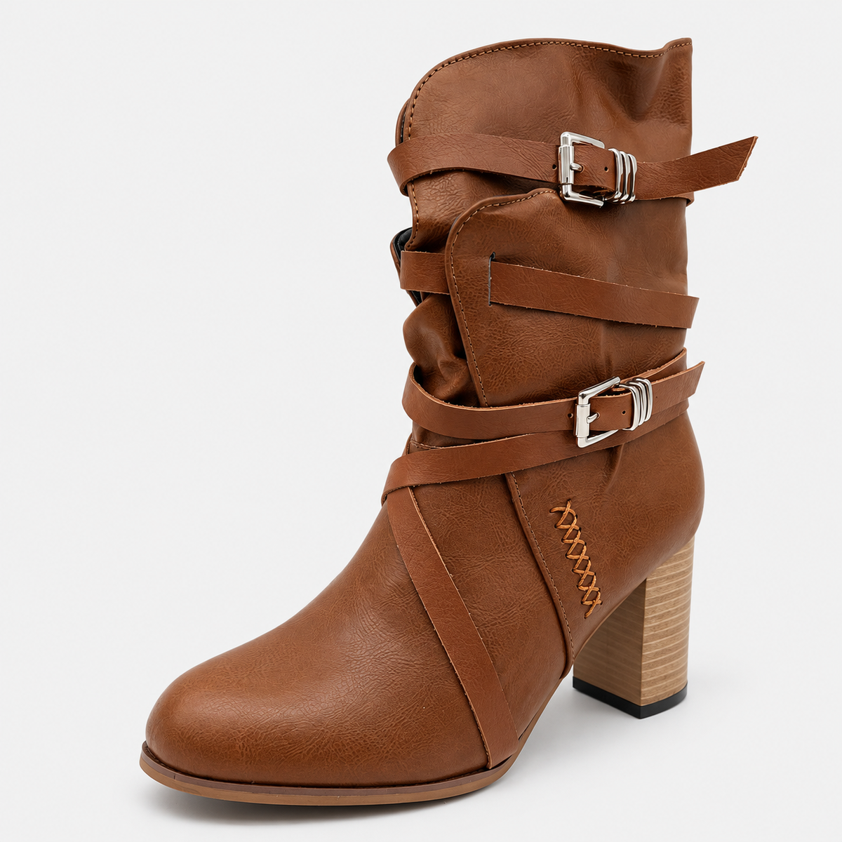Retro Belt Buckle Boots for Women – Stylish & Comfortable