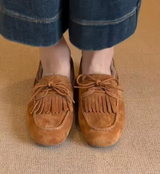 Mila – Fur-Lined Tassel Loafers for Women – Slip-On Winter Flats